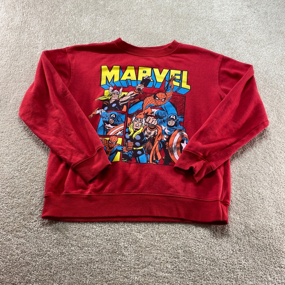 Marvel Comics Sweatshirt Youth Medium Red Avengers‎ Graphic Crewneck Pullover